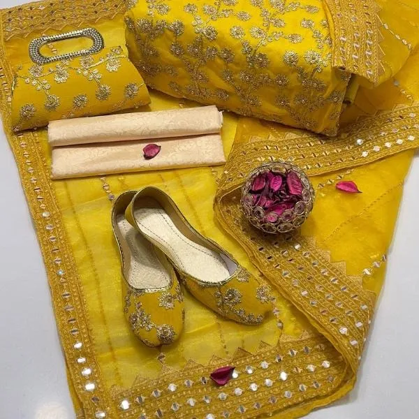 3 Pcs Women's Unstitched Embroidered Suit
