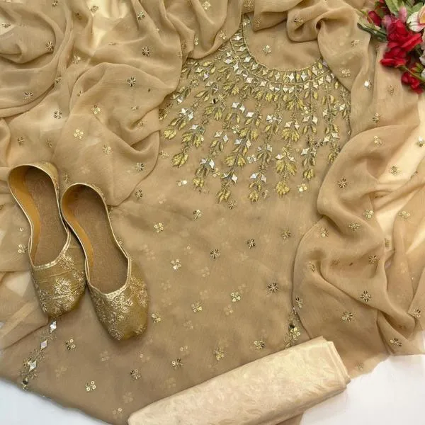3 Pcs Women's Unstitched Embroidered Suit