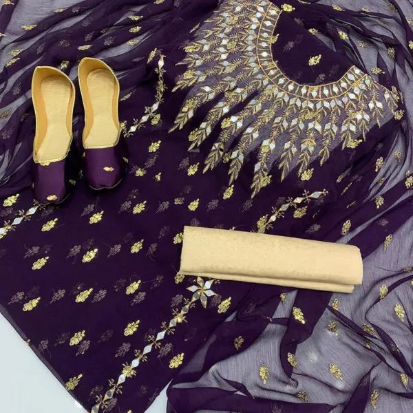 3 Pcs Women's Unstitched Embroidered Suit