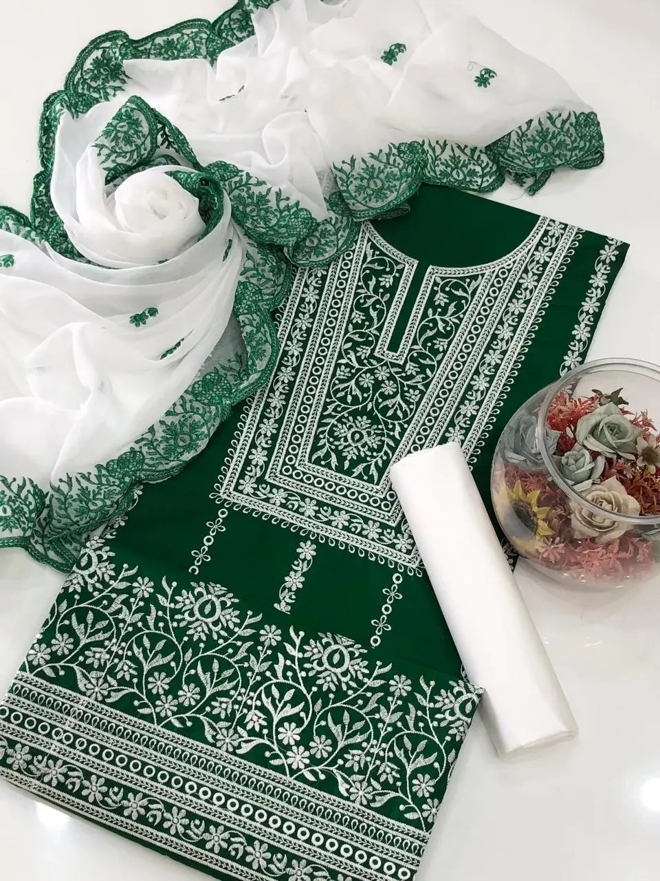 3 Pcs Women's Unstitched Embroidered Suit