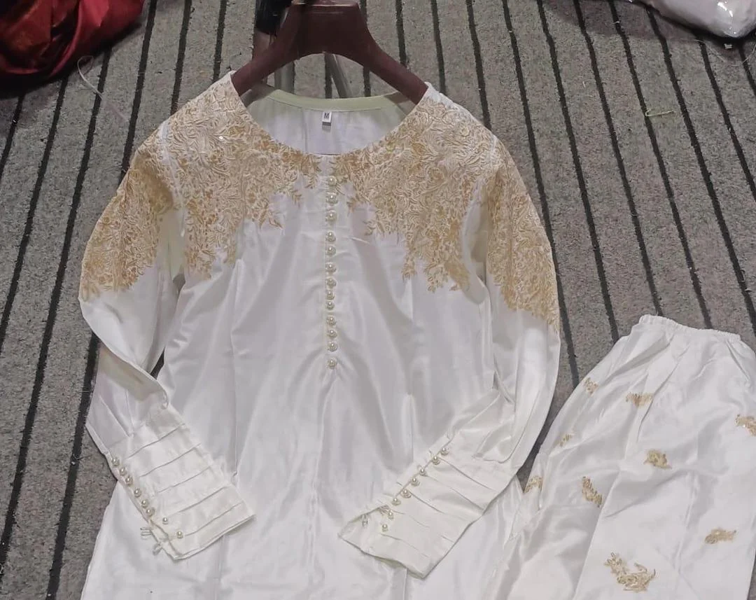 Embroidered Linen Suit Set - 3 Pcs with Chiffon Dupatta for Women