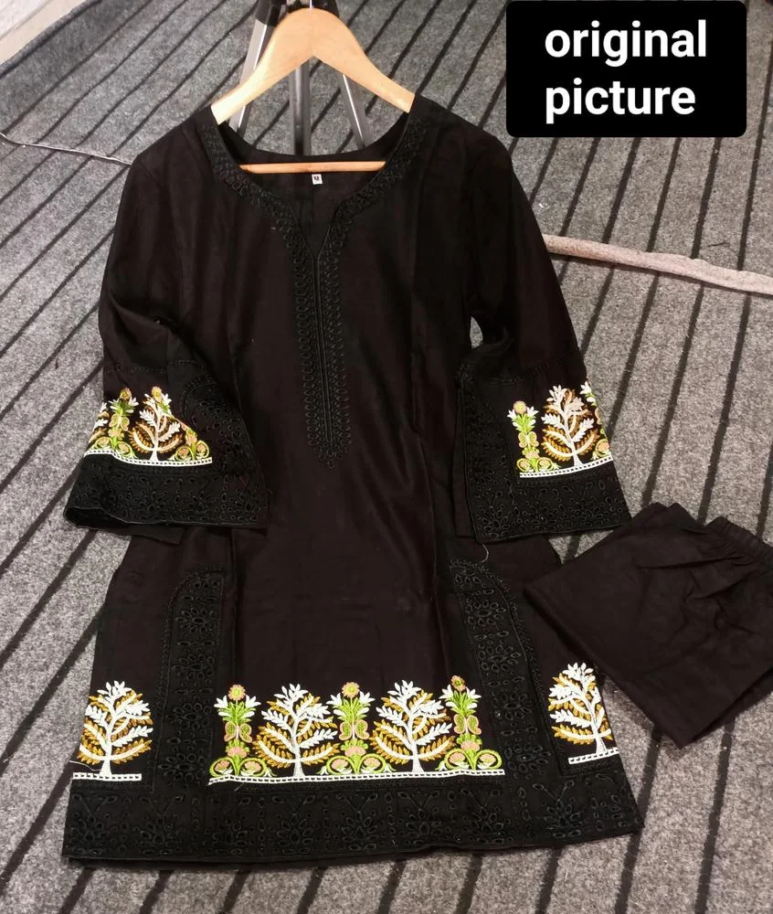 2 Pcs Women's Stitched Lawn Embroidered Shirt And Trouser