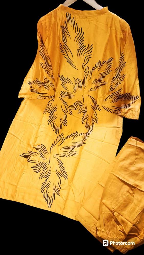 2 Pcs Women's Stitched Linen Printed Shirt And Trouser