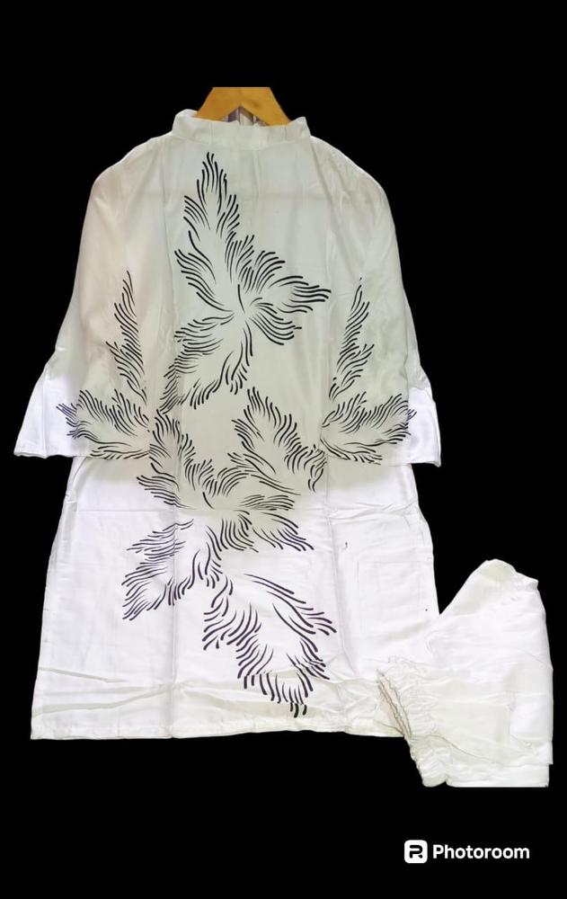 2 Pcs Women's Stitched Linen Printed Shirt And Trouser