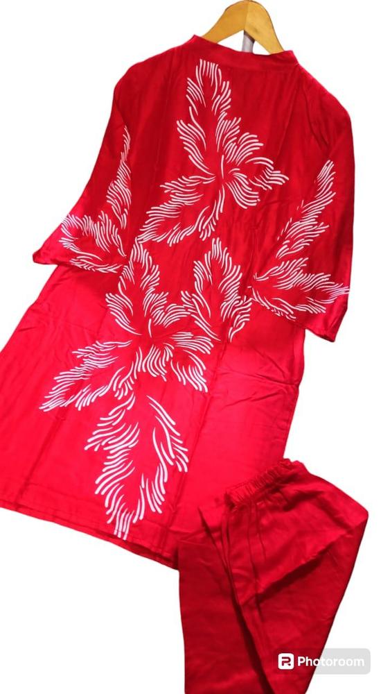 2 Pcs Women's Stitched Linen Printed Shirt And Trouser