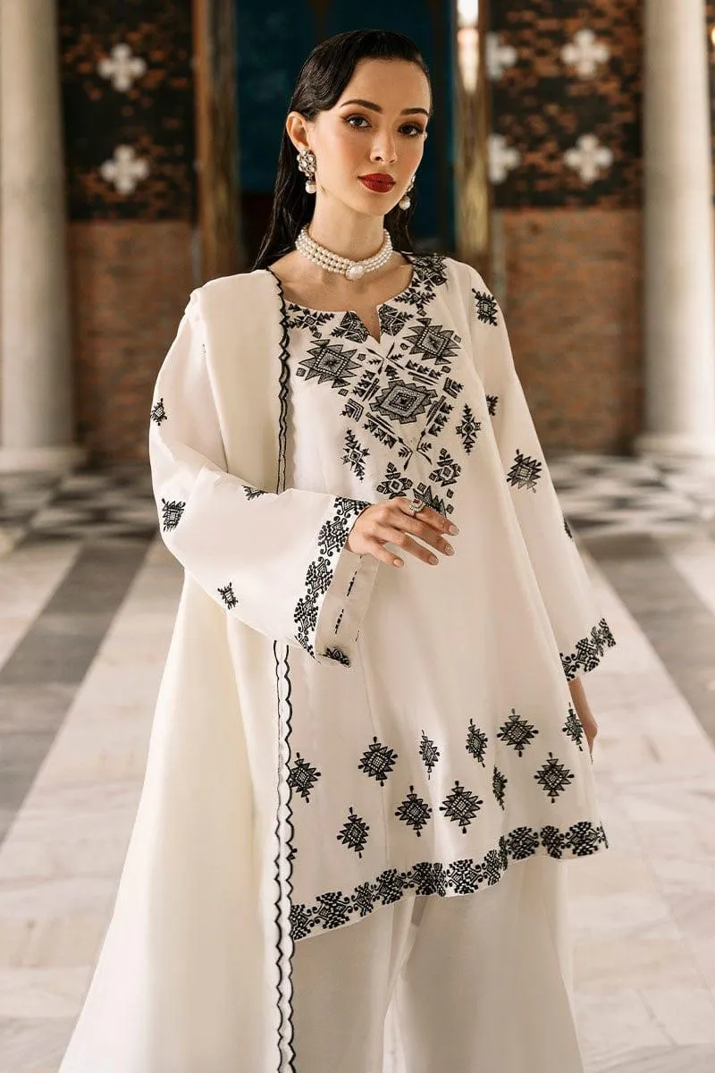 Women Linen Embroidered Shirt Trouser Set White 2Pcs Medium to XXL