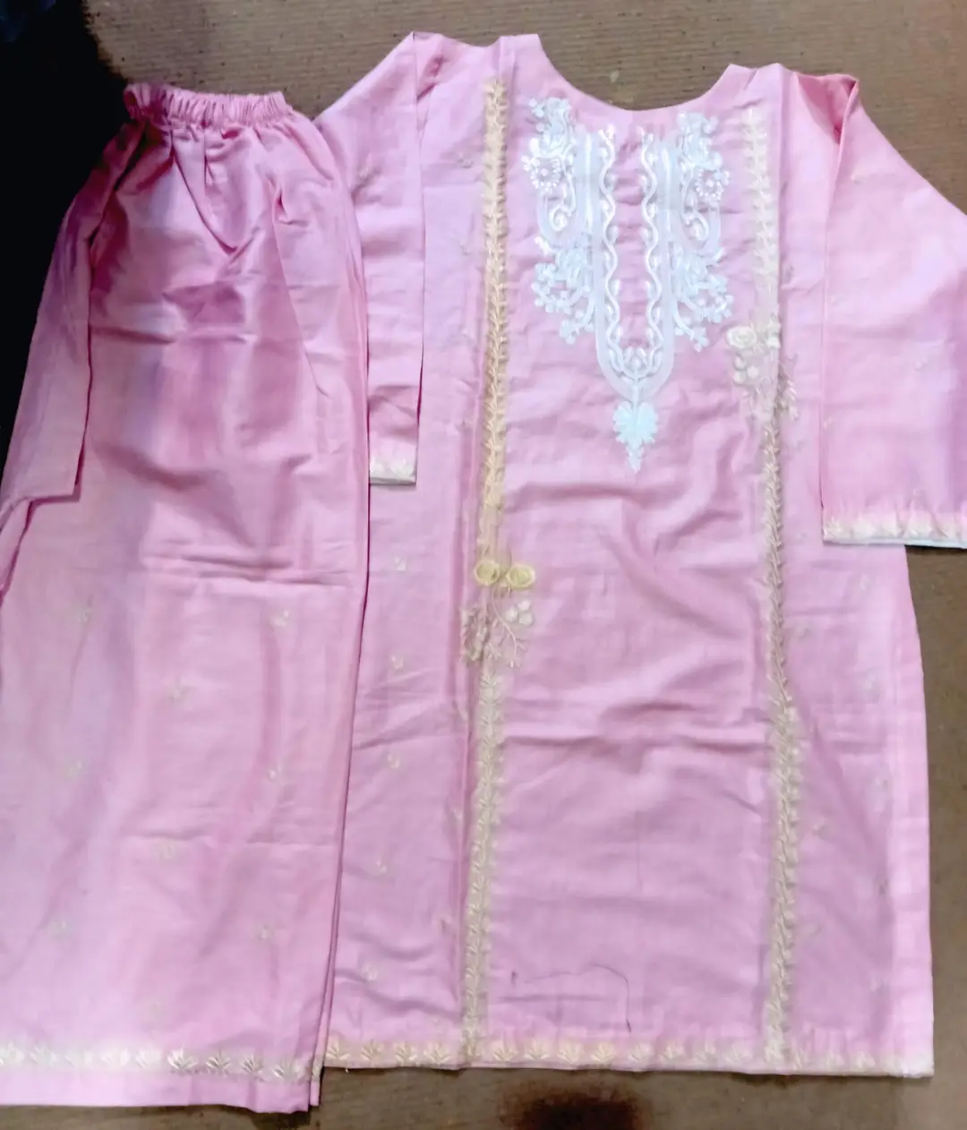 2 Pcs Women's Stitched Lawn Embroidered Shirt And Trouser