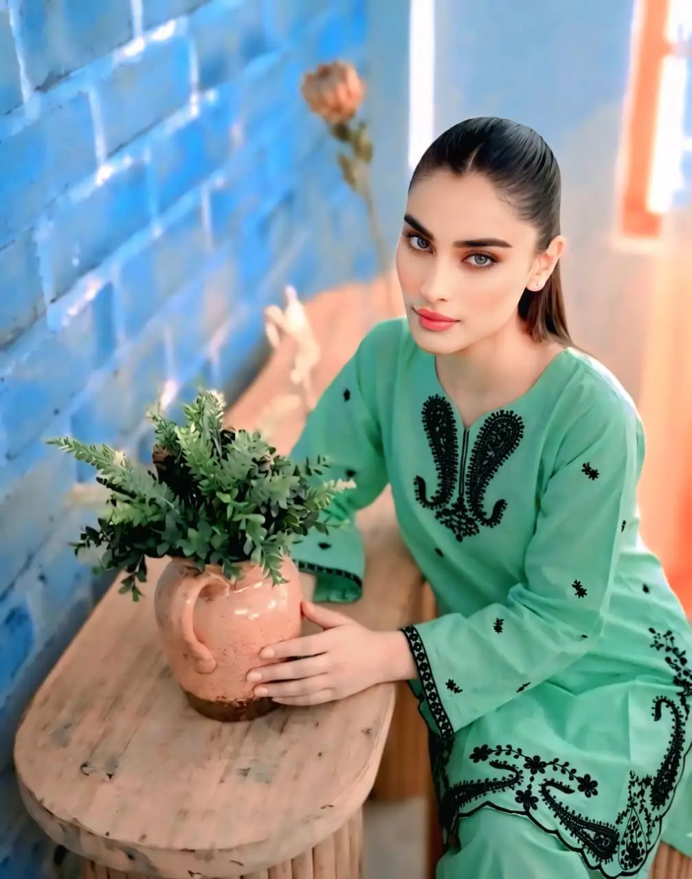 2 Pcs Women's Stitched Lawn Embroidered Shirt And Trouser