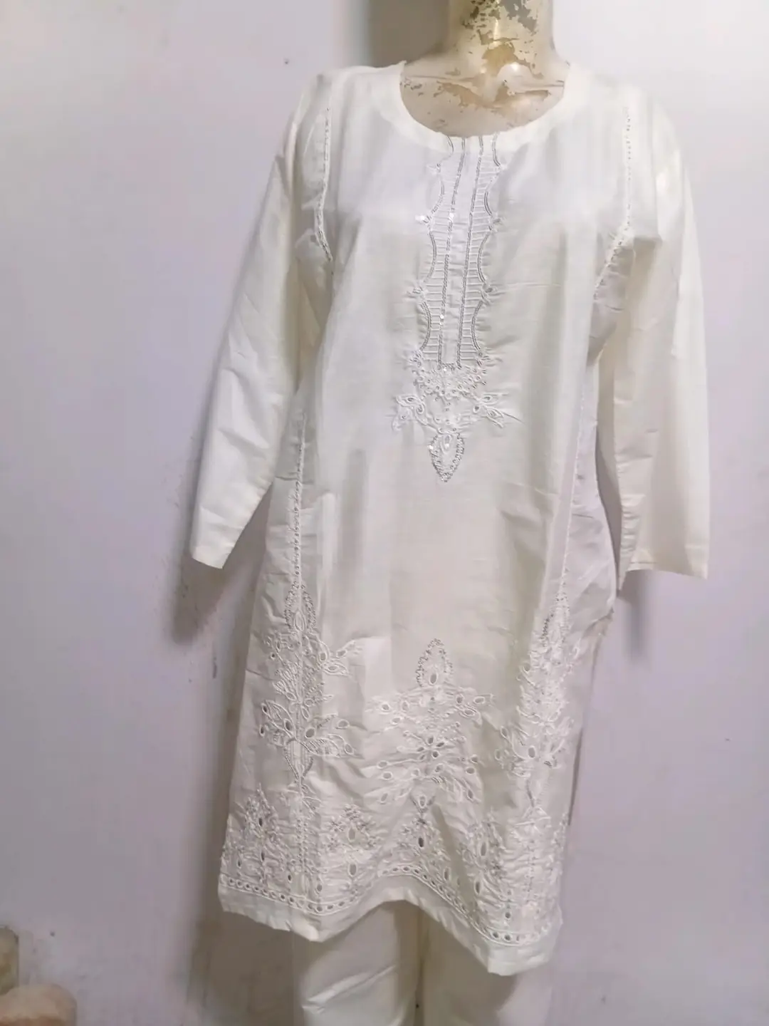 2 Pcs Women's Stitched Cotton Embroidered Shirt And Trouser