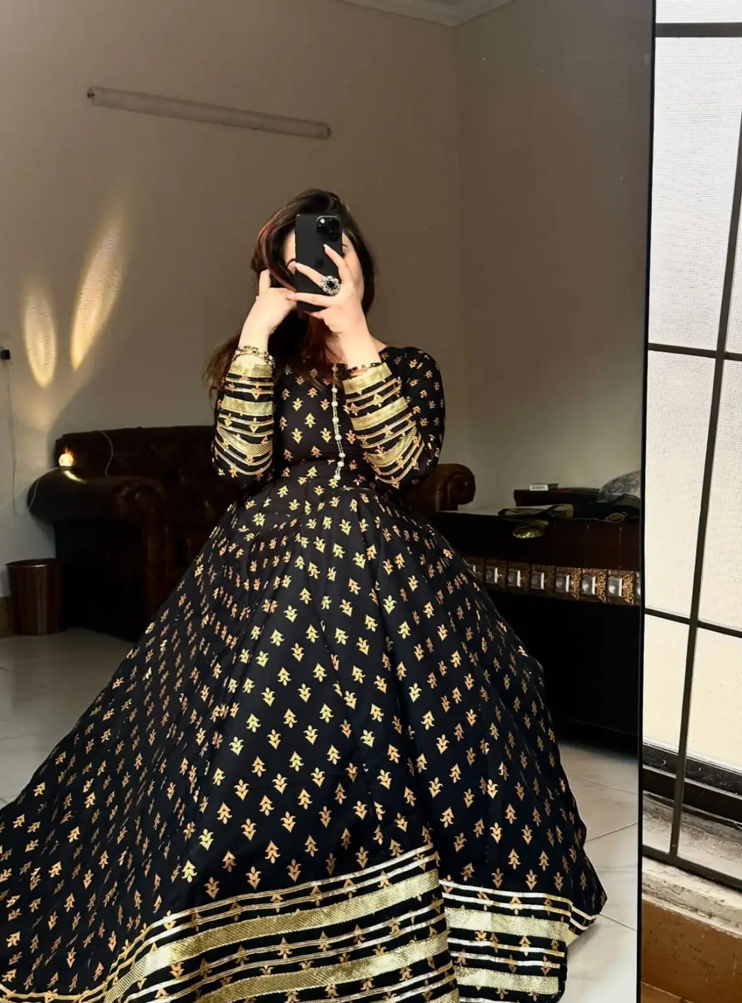 2 Pcs Women's Stitched Silk Printed Frock And Trouser