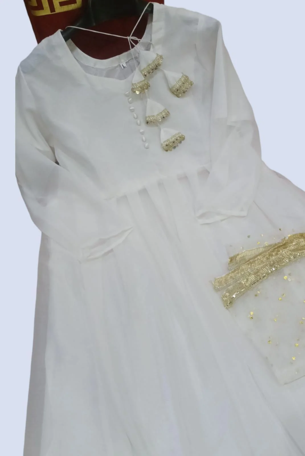 3 Pcs Women's Stitched Chiffon Plain Maxi Suit