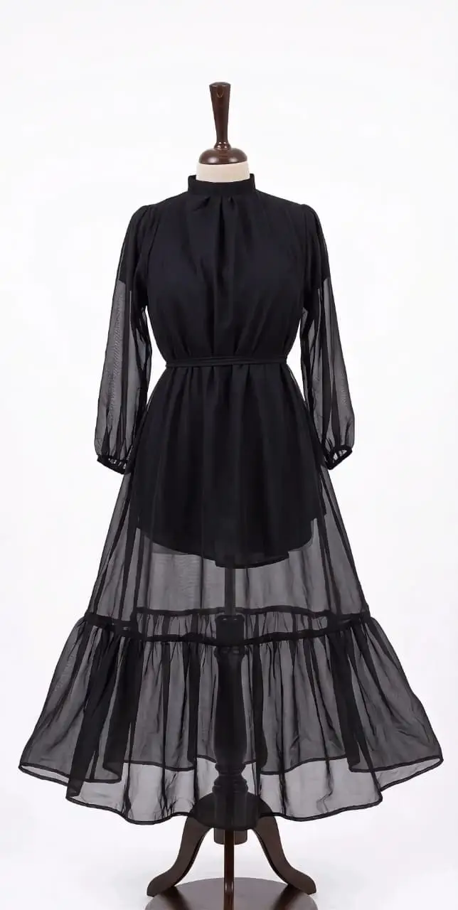 1 Pc Women's Stitched Chiffon Plain Maxi