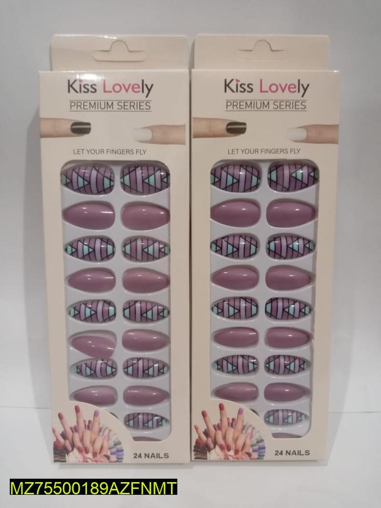 Mauve Geometric ABS Nail Set for Pakistani Women