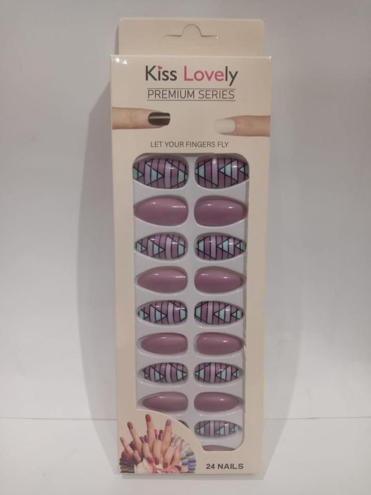 Mauve Geometric ABS Nail Set for Pakistani Women