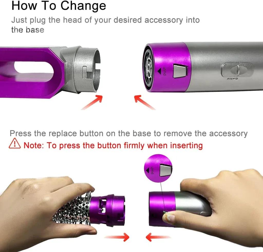 Hair Styling Brush & Curler with 5 Attachments Pink