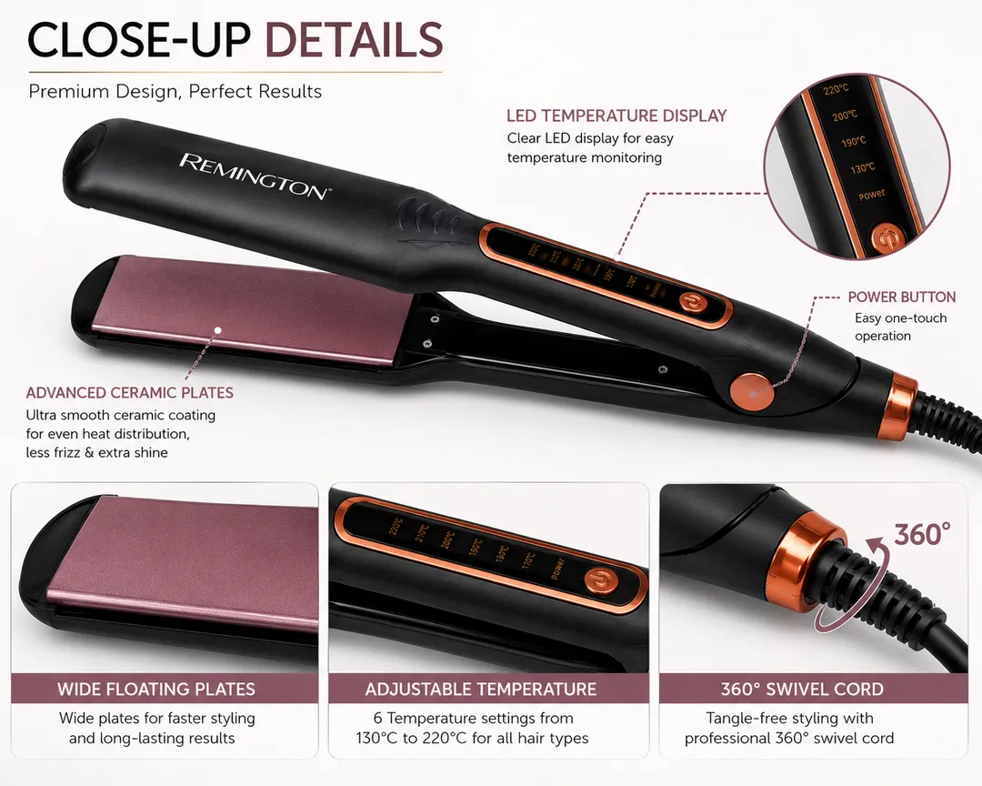 Remington Pro S-890 Hair Straightener & Curler Ceramic Coated Plates