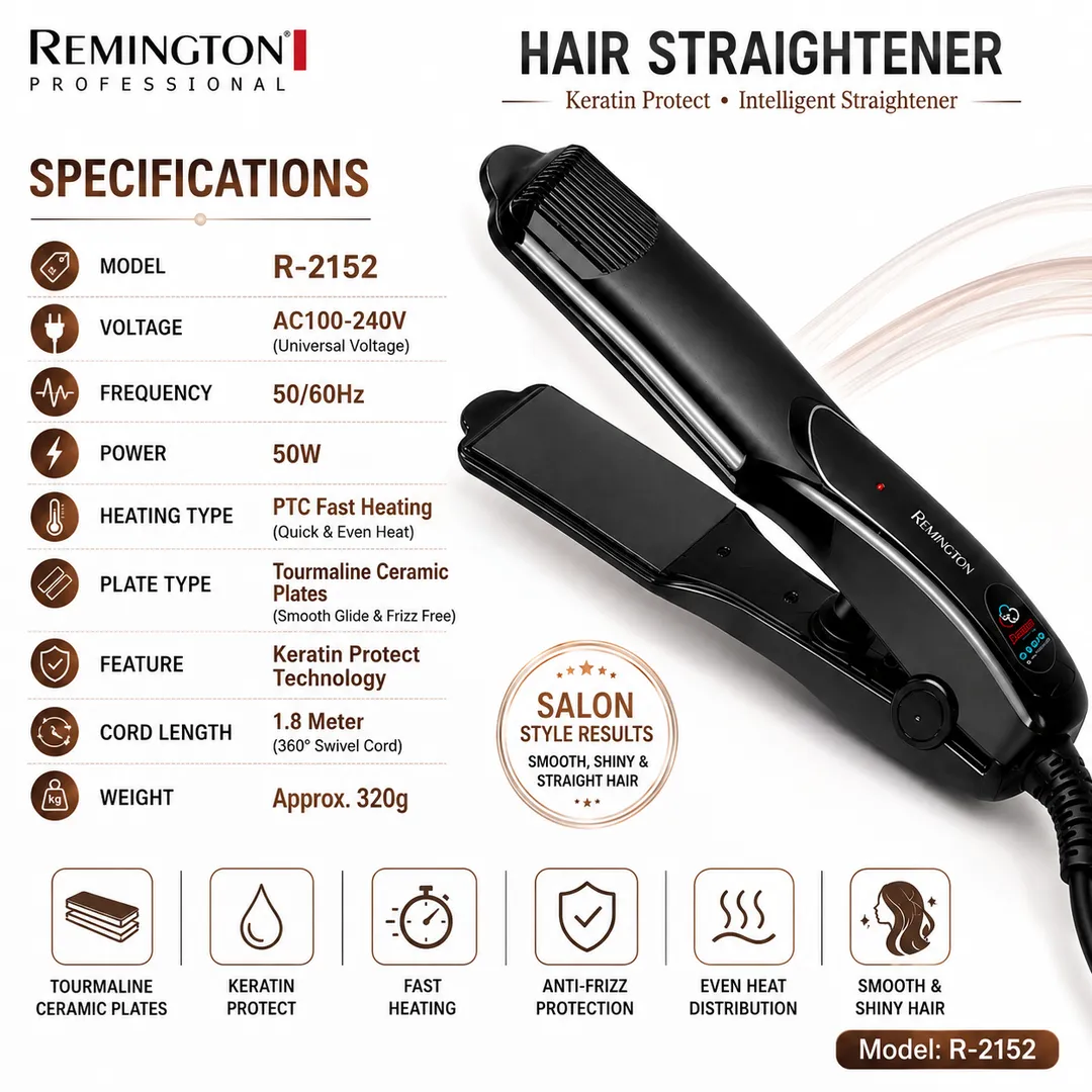 Keratin Protect Hair Straightener Tourmaline Ceramic Plates Model R-2152