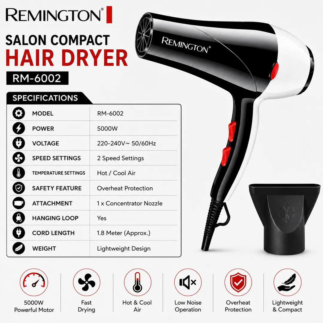 Salon Compact Hair Dryer RM-6002