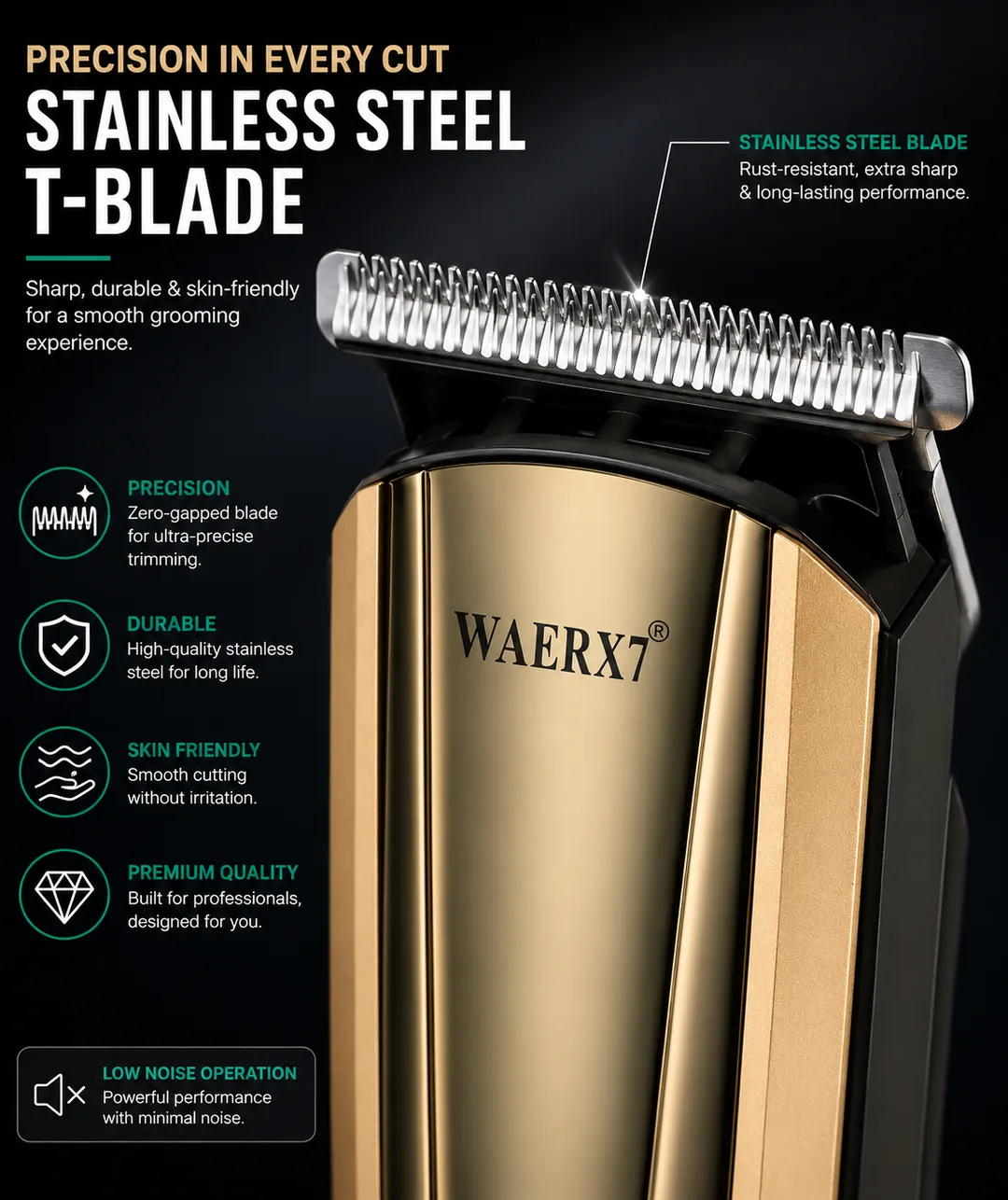 WAERX7 WA-7021 Professional Cordless Hair Trimmer