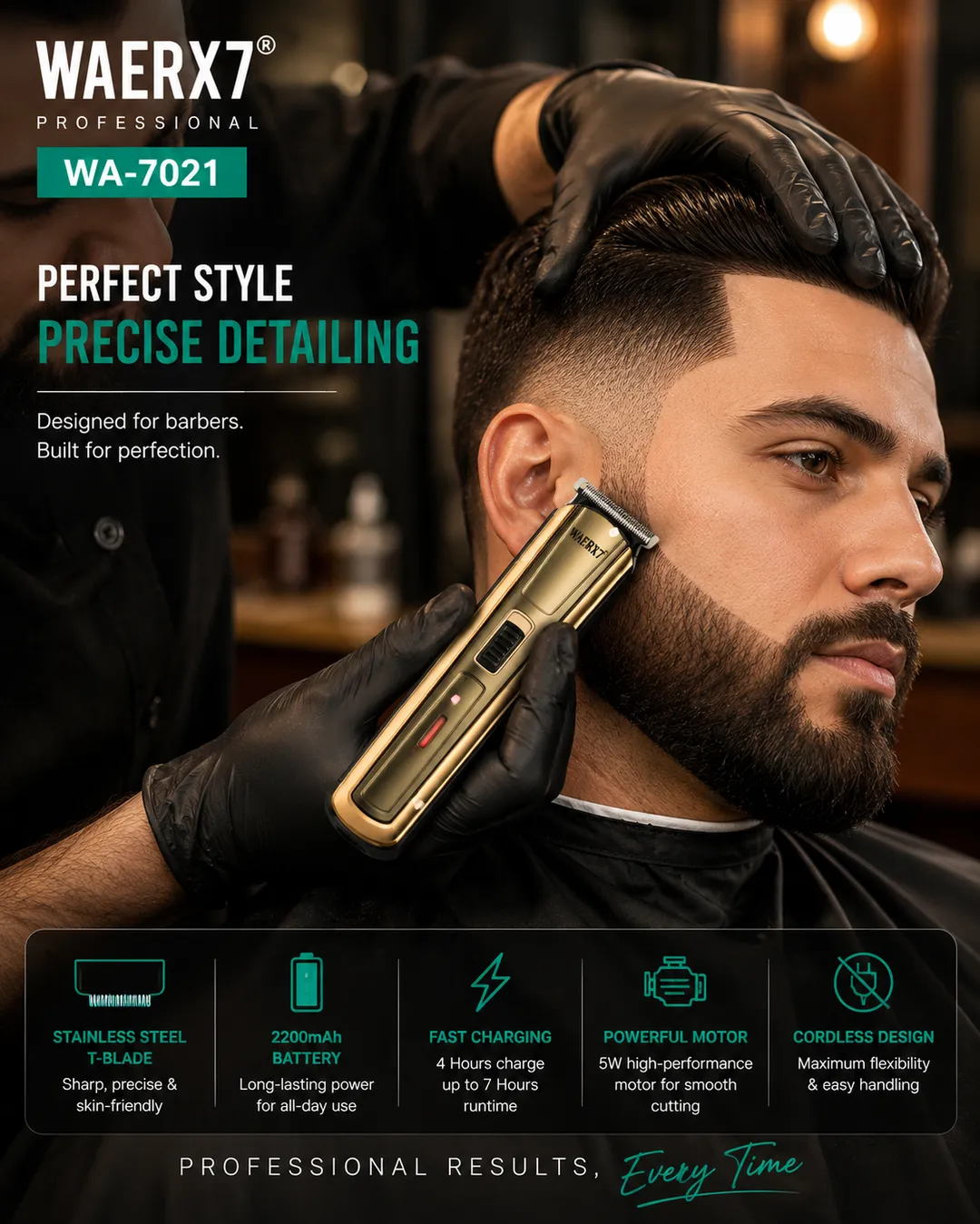 WAERX7 WA-7021 Professional Cordless Hair Trimmer