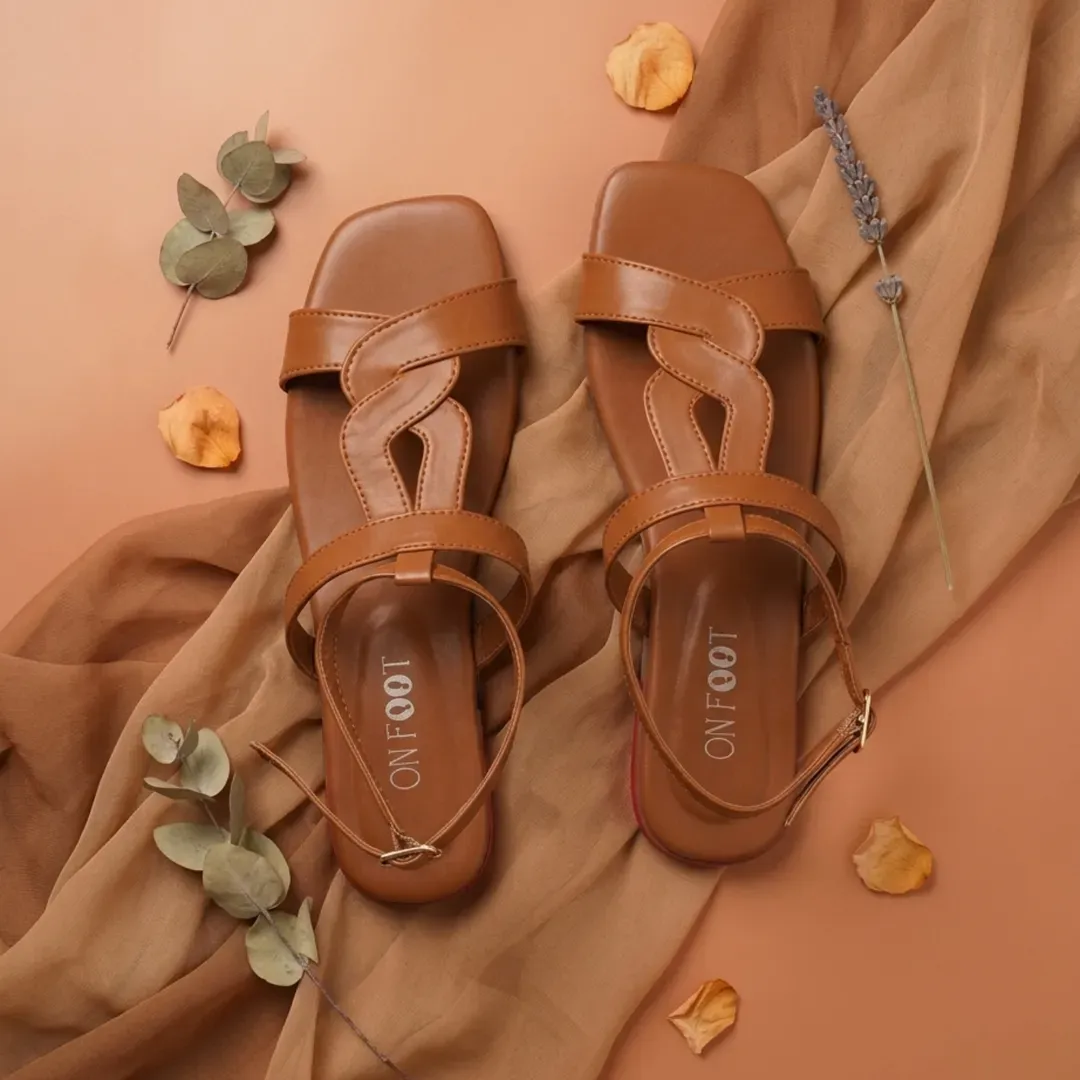 Mustard Leather Ankle Strap Sandals 058