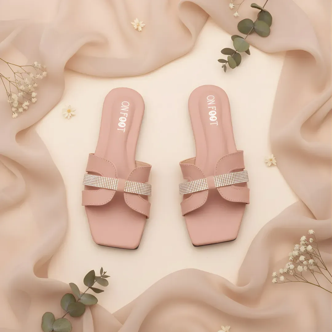 Pink Crystal Glide Sandals for Women
