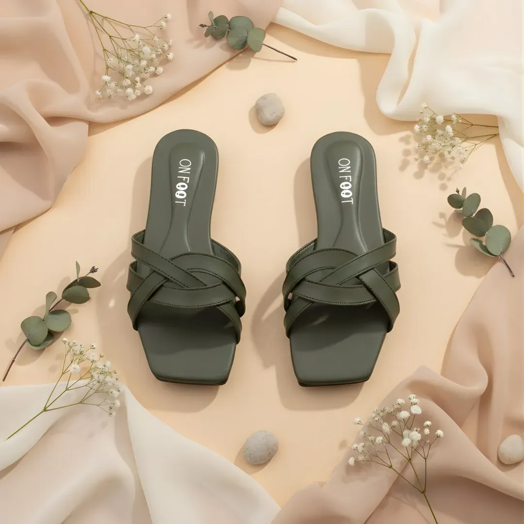 Twinkle Steps - 027 - Green Cross Strap Sandals for Women