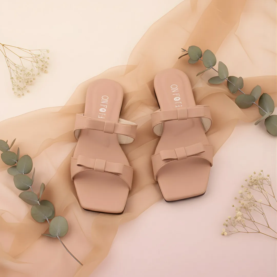 Pink Bowtie Sandals for Women Comfortable Heels