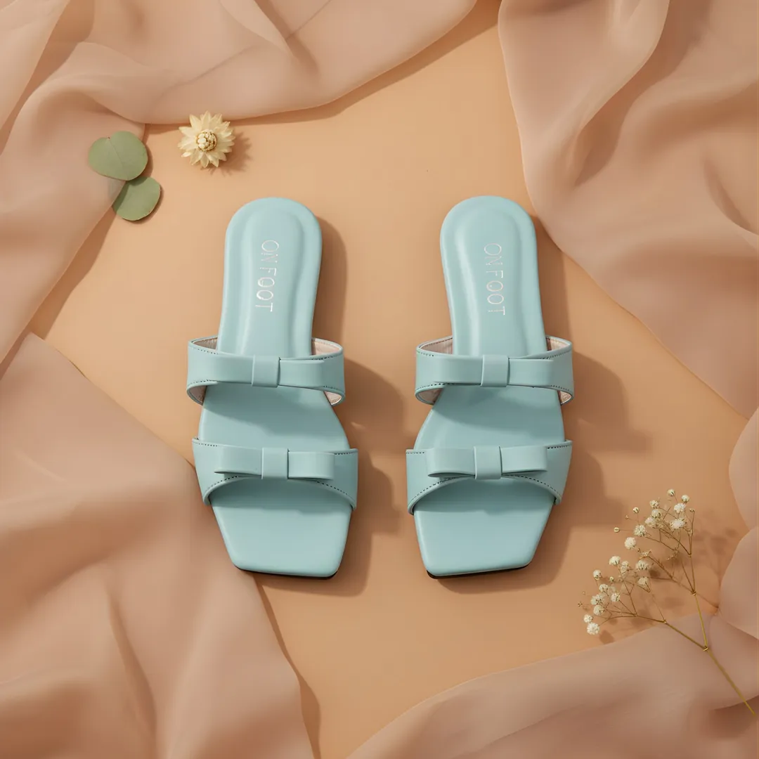 Women's Sky Blue Bowtie Sandals Casual Formal Wear