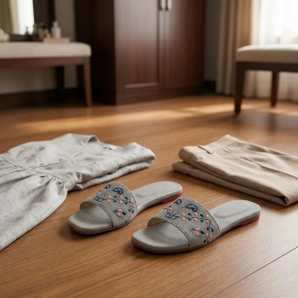 Velora Threadwork Comfort Slides - 065 - Grey