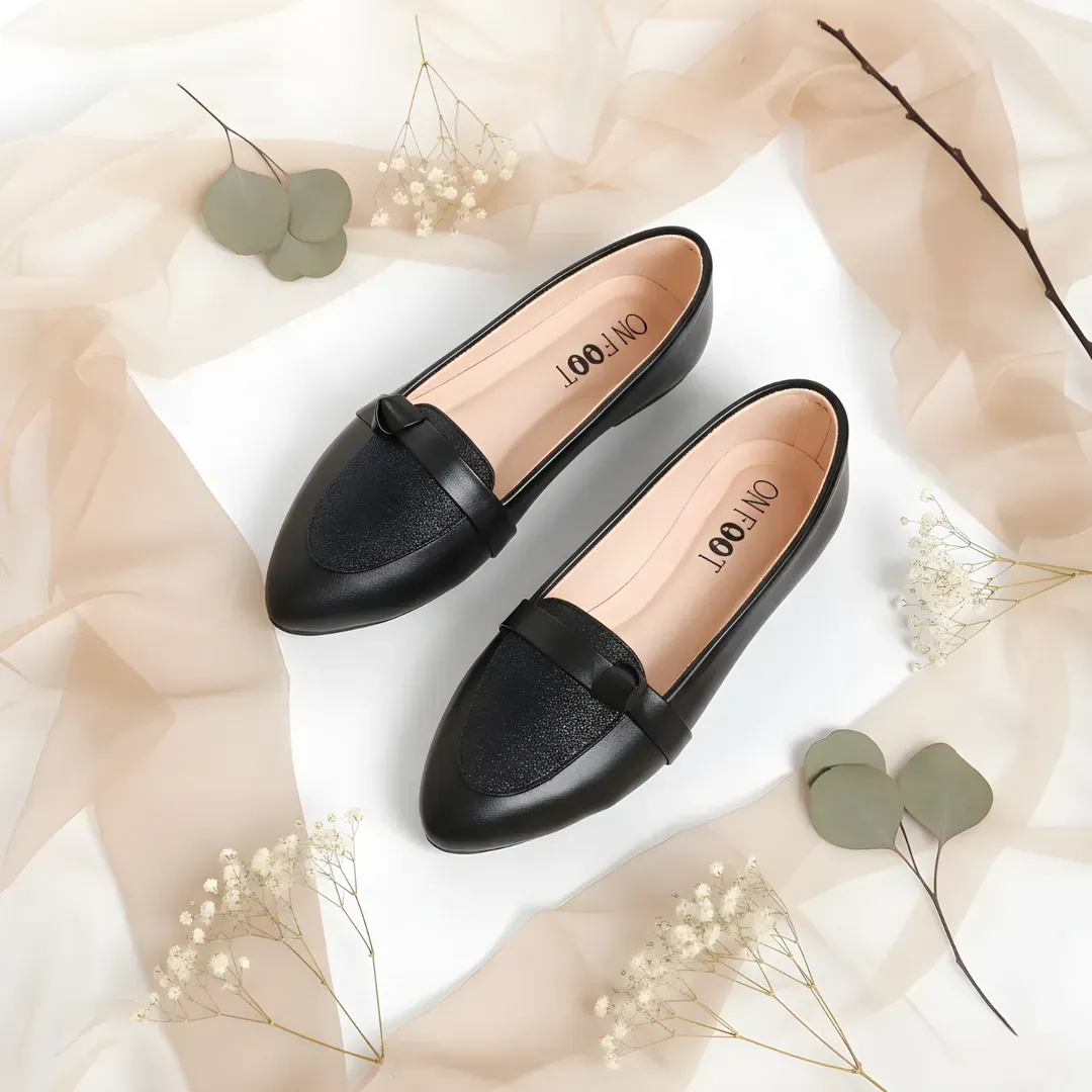 Black Slip-On Flat Loafers for Women