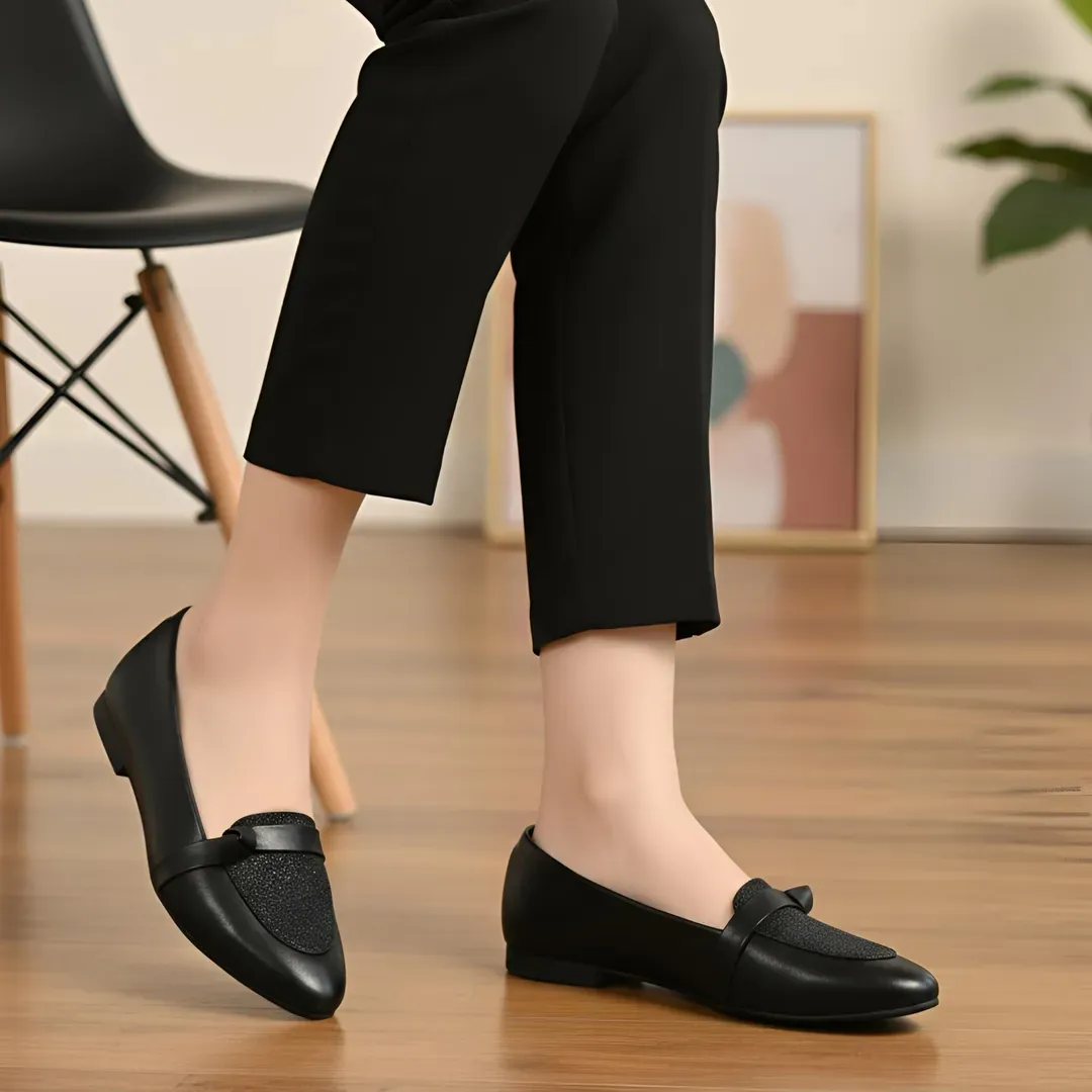 Black Slip-On Flat Loafers for Women