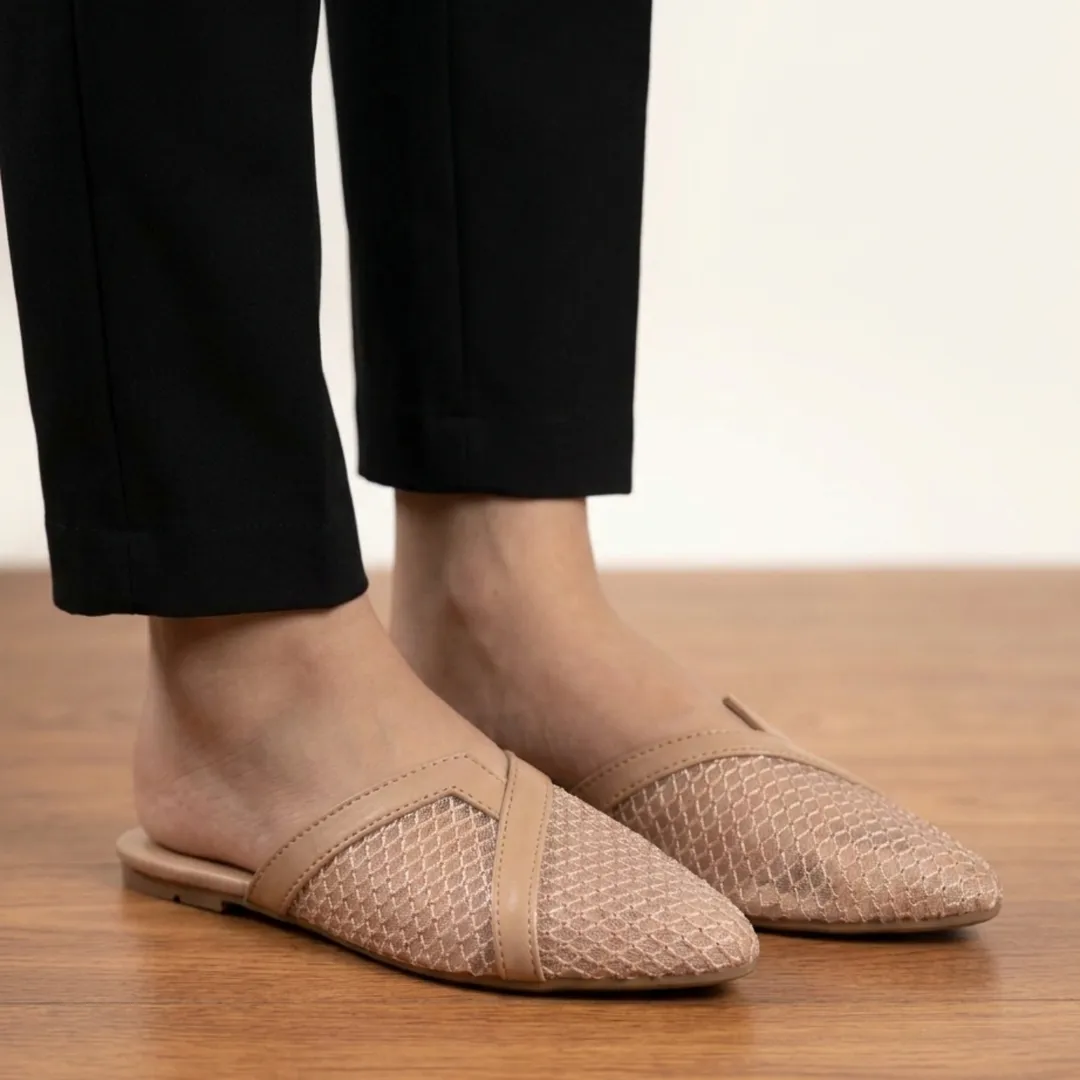Peach Mesh Point Pumps for Women - Formal Casual Wear