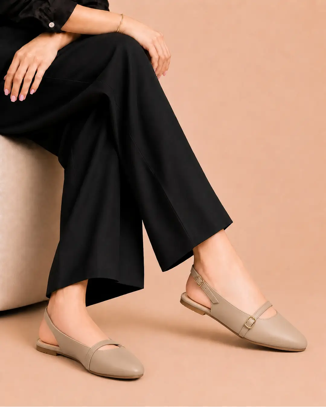 Elegant Slingback Pointed Toe Flats - 075 - Fawn