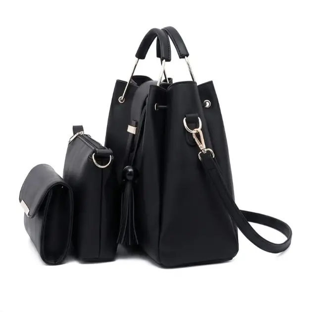 Girl's PU Leather Plain Hand Bag Set