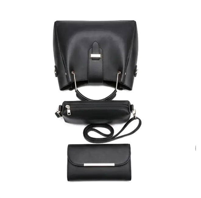 Girl's PU Leather Plain Hand Bag Set
