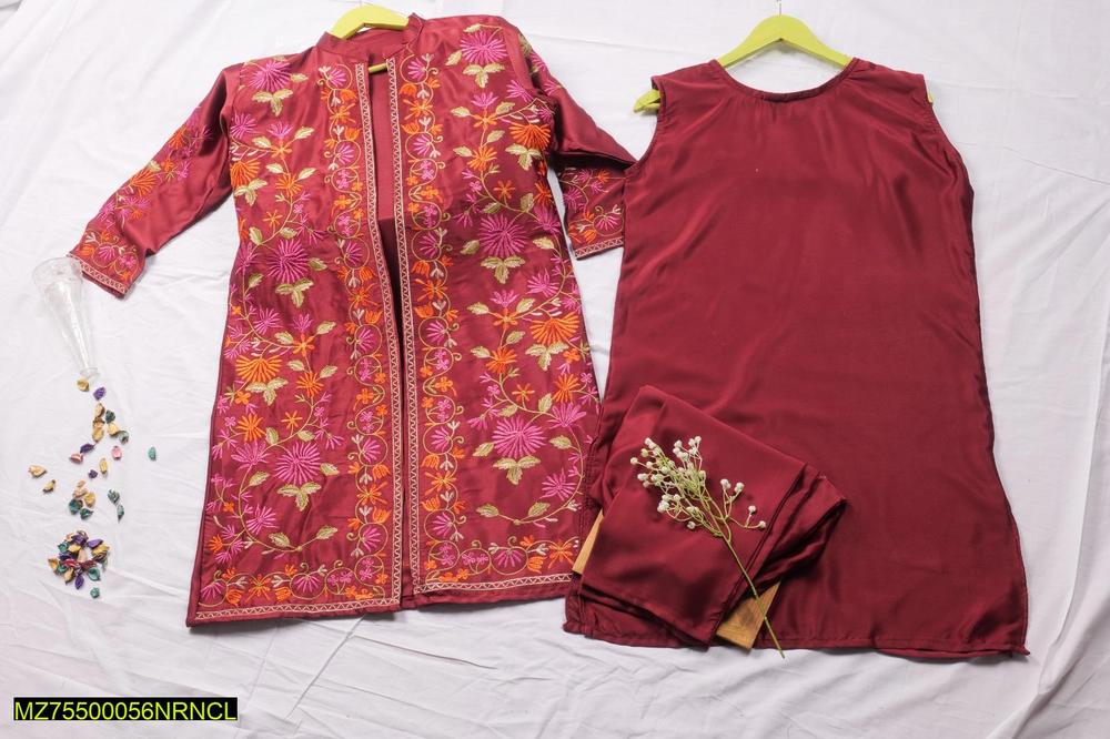 Women's Shamoz Silk Floral Gown Suit Pink Orange Green