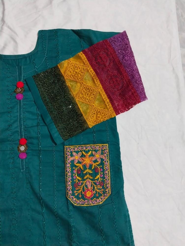Embroidered Chikankari Shirt & Cotton Trousers Set