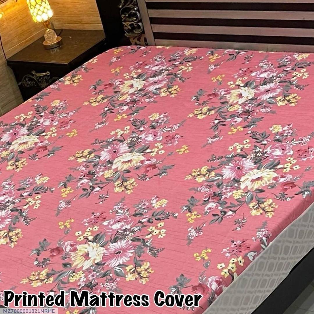 Pink Floral Micro Mattress Cover Double Bed Waterproof