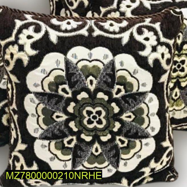 Velvet Jacquard Cushion Cover Set 5Pcs Floral Black Cream Olive Green