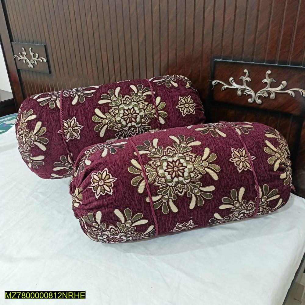 Velvet Jacquard Pillow Covers Maroon Floral 37x17"