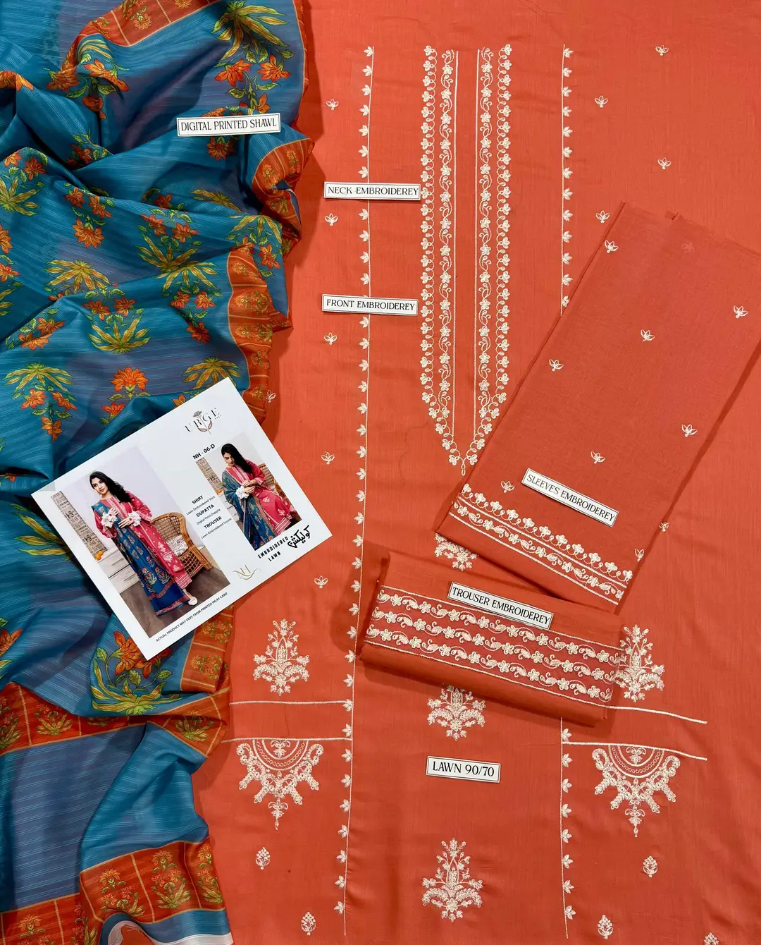 3 Pcs Women's Unstitched Embroidered Suit