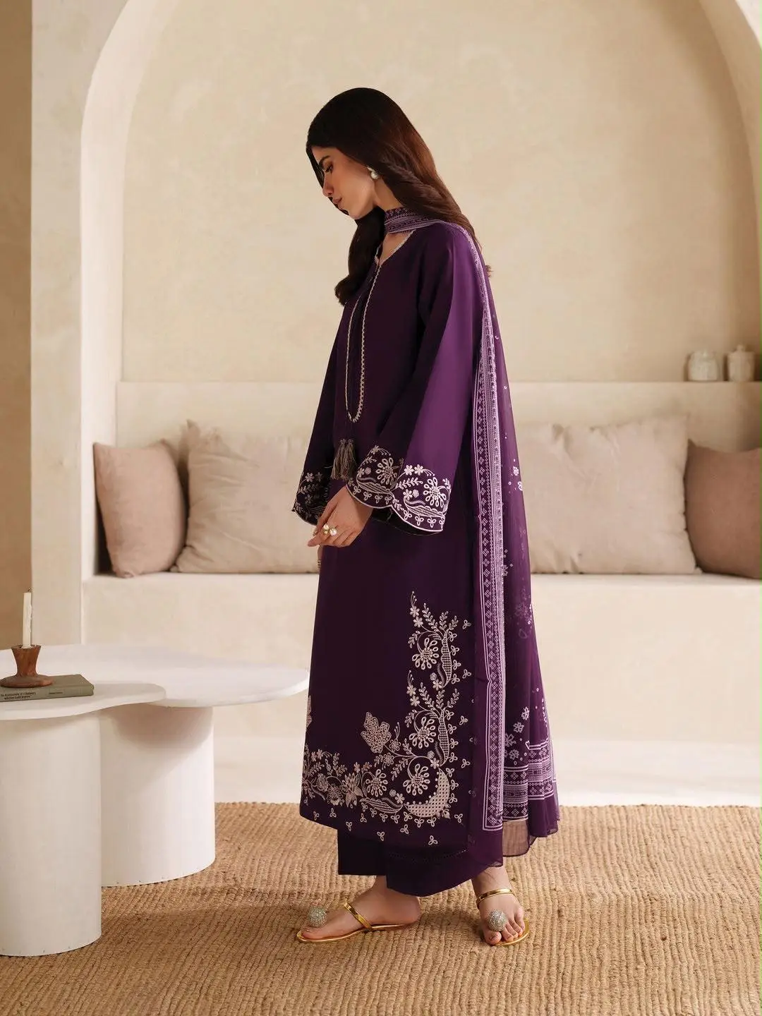 3 Pcs Women's Unstitched Embroidered Suit