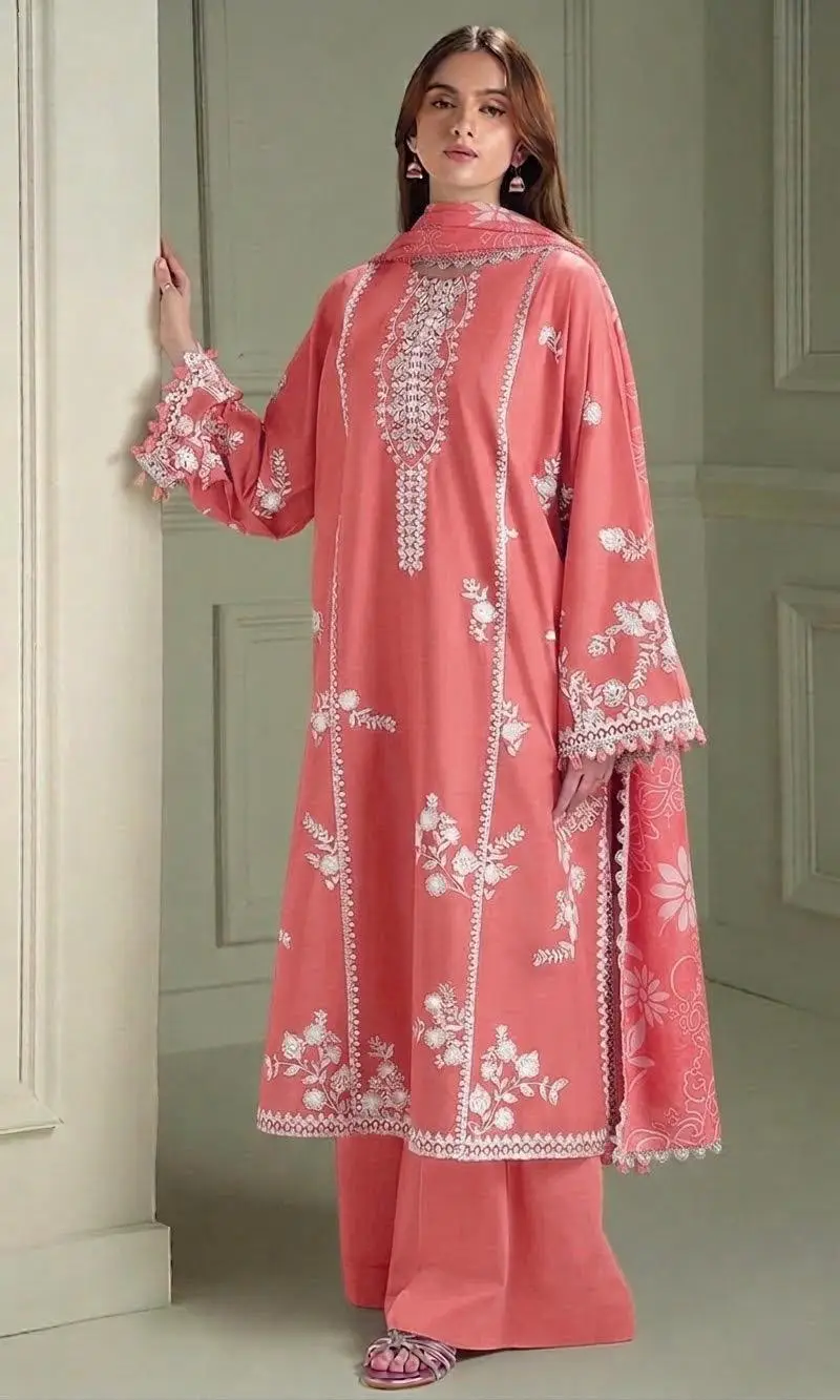3 Pcs Women's Unstitched Embroidered Suit