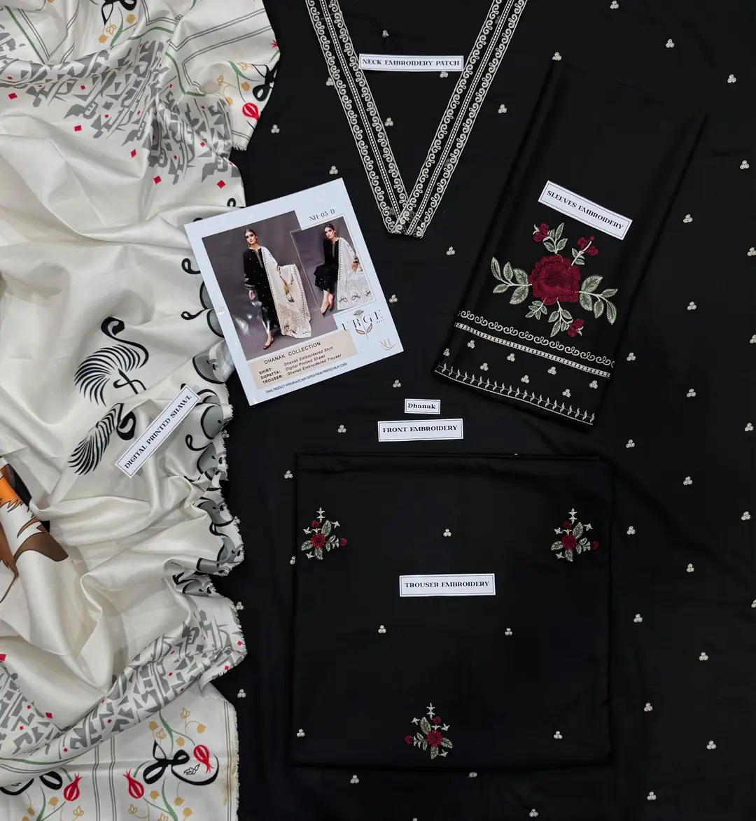 3 Pcs Women's Unstitched Embroidered Suit