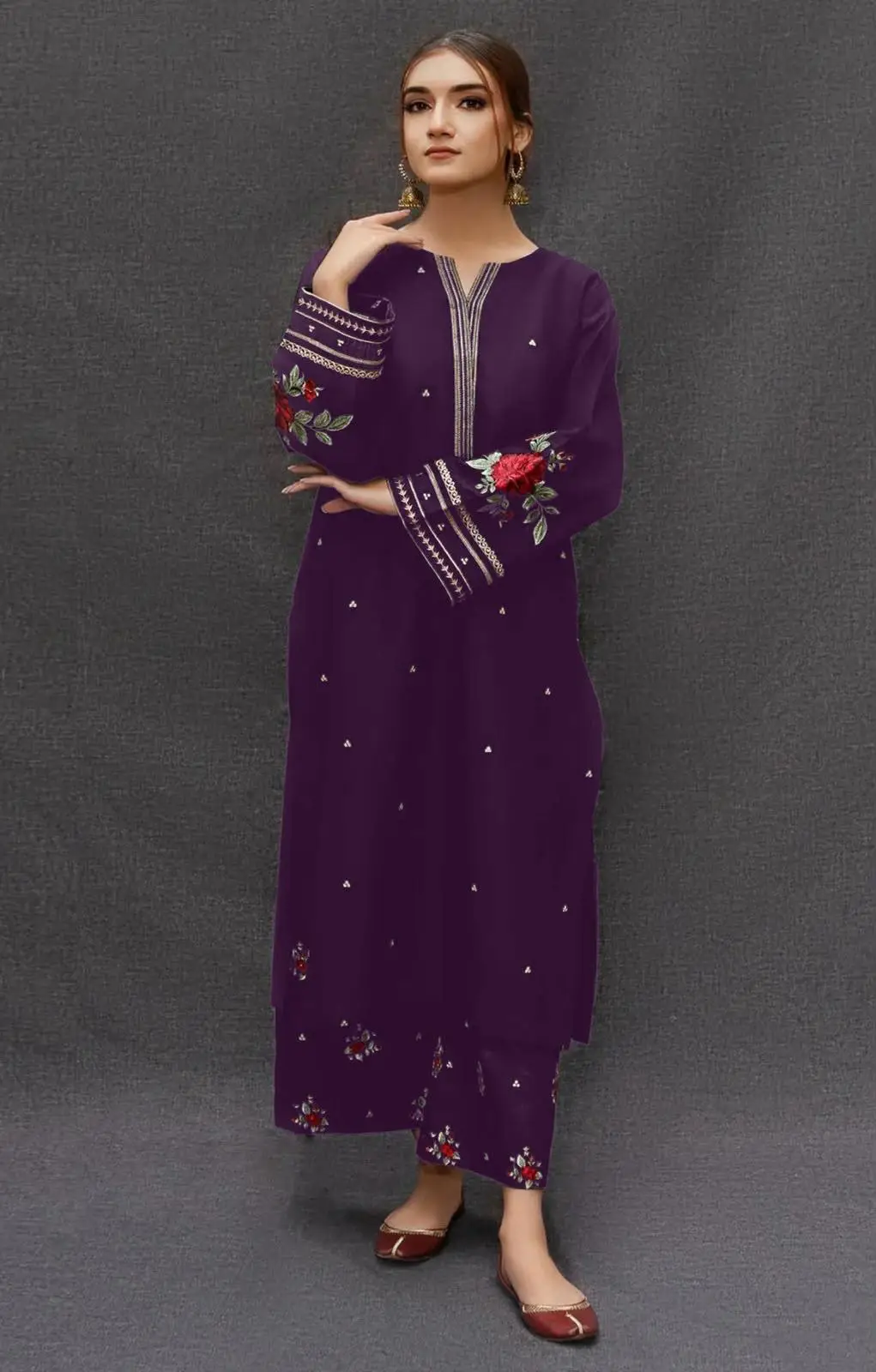 3 Pcs Women's Unstitched Embroidered Suit