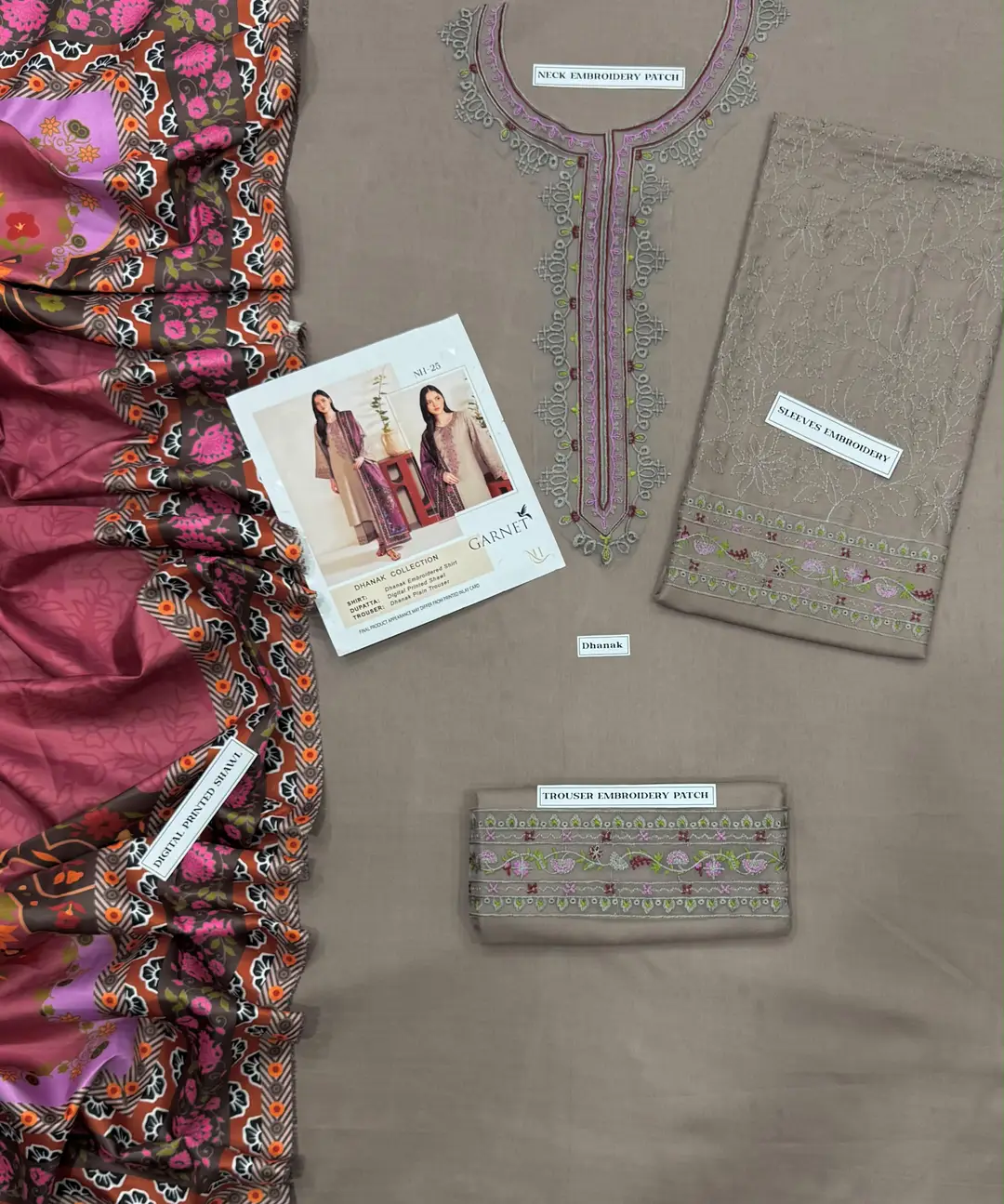 3 Pcs Women's Unstitched Embroidered Suit