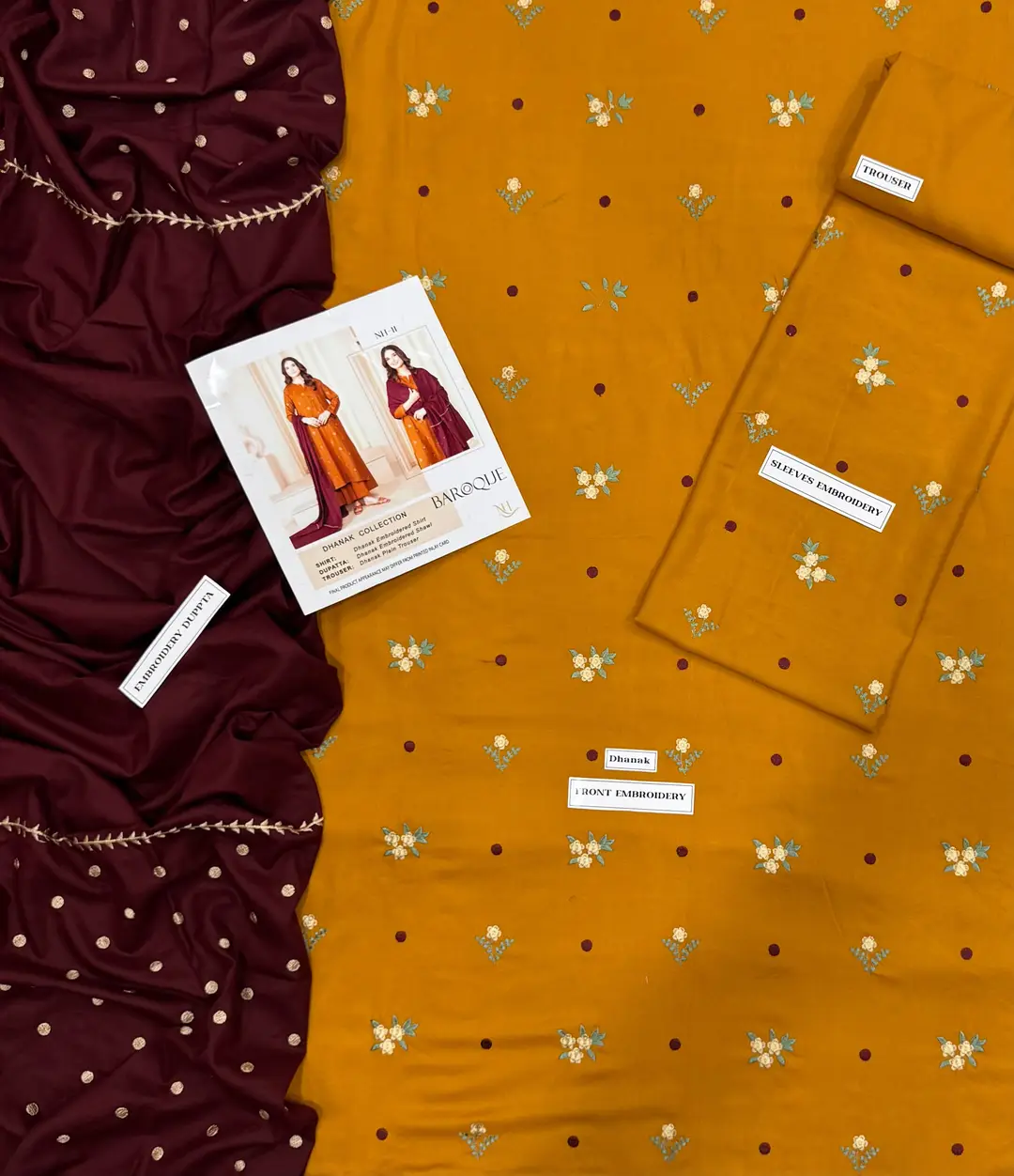 3 Pcs Women's Unstitched Embroidered Suit