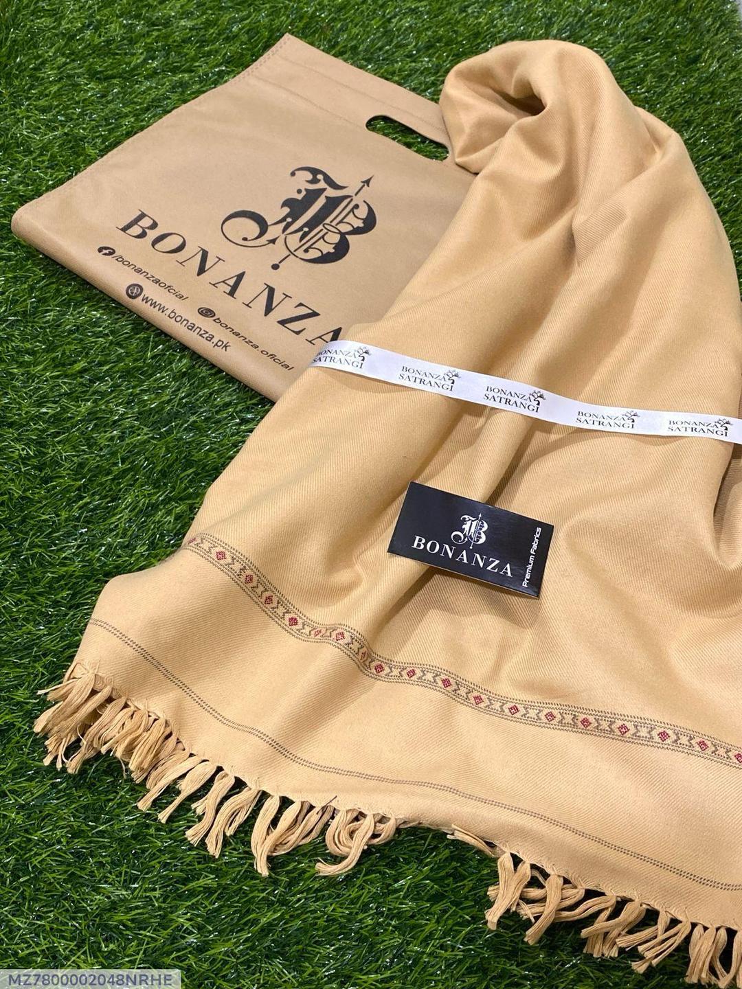 Men's Wool Shawl Brown Fringed Winter Warm Pakistan