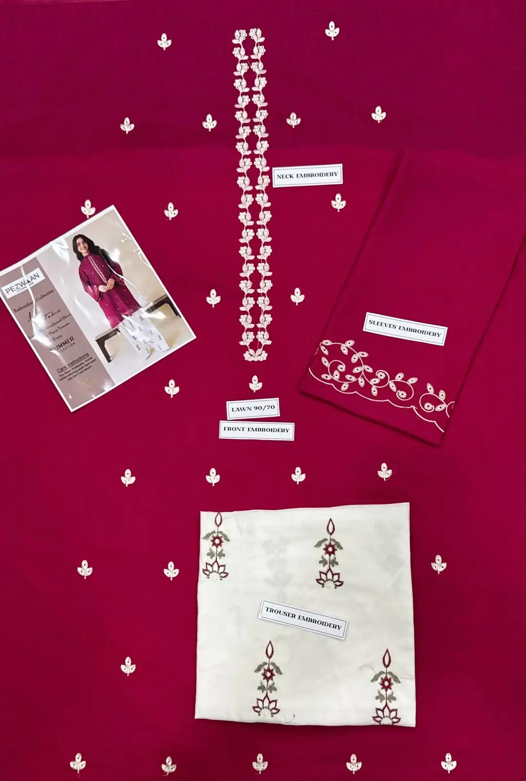 2 Pcs Women's Unstitched Embroidered Suit